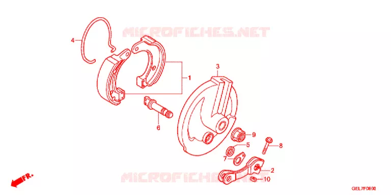 FLASQUE - MACHOIRES DE FREIN AVANT Honda MOTO 50 CRF 2015  CRF50FE