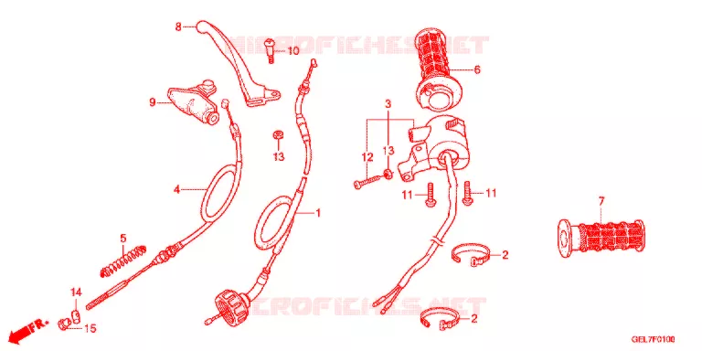 LEVIER DE GUIDON - CABLE - COMMODO Honda MOTO 50 CRF 2017  CRF50FE