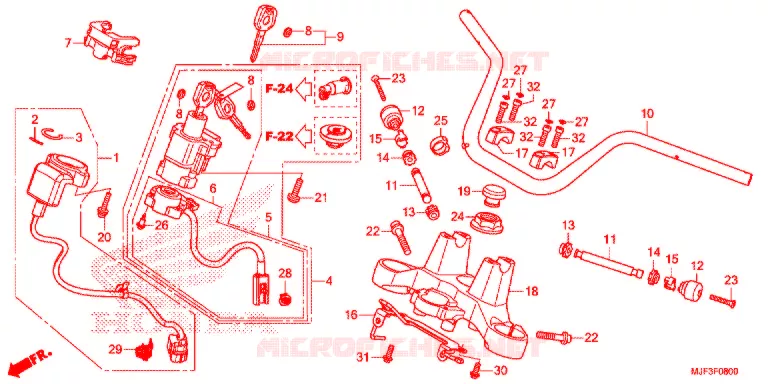 GUIDON - TE DE FOURCHE Honda MOTO 700 CTX 2014  CTX700DE