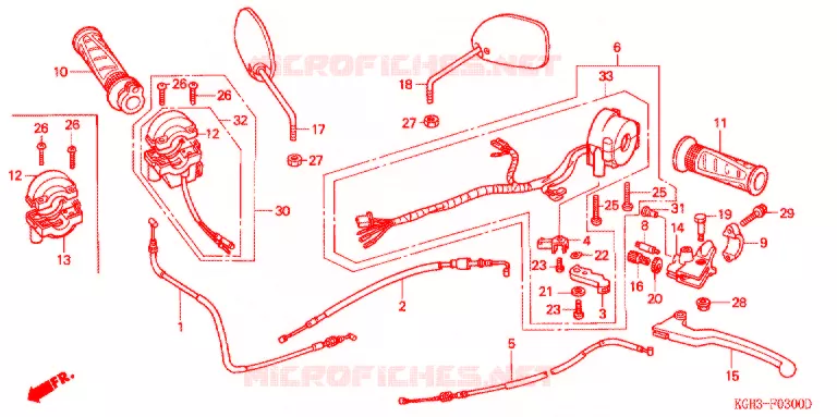 LEVIER DE GUIDON - CABLE - COMMODO Honda MOTO 125 SONIC 2004  FS1254