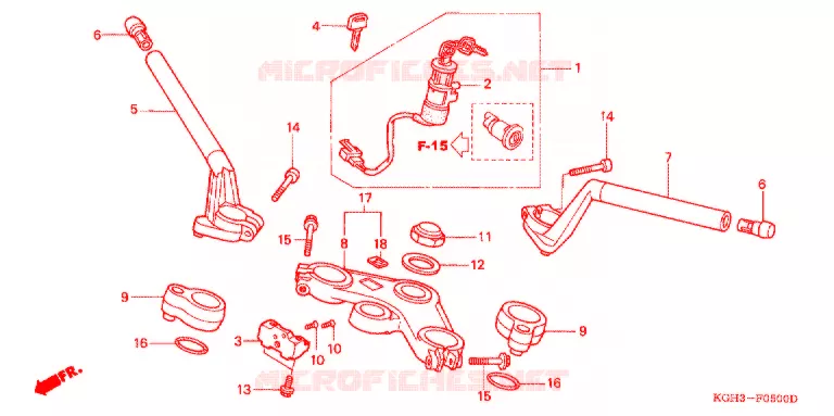 GUIDON - TE DE FOURCHE (FS1251/2/3) Honda MOTO 125 SONIC 2003  FS125C3