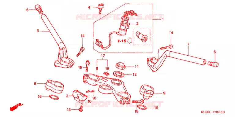 GUIDON - TE DE FOURCHE (FS1251/2/3) Honda MOTO 125 SONIC 2002  FS125MC2
