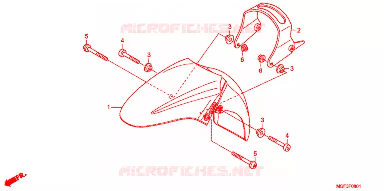 GARDE BOUE AVANT (FJS600A9-2KO/FJS600AB/DB) Honda SCOOTER 600 SILVERWING 2011  FJS600DB