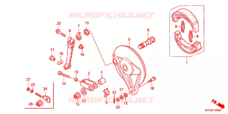 FLASQUE - MACHOIRES DE FREIN ARRIERE Honda MOTO 125 STORM 2012  GLH1252SHA