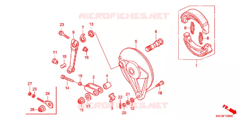 FLASQUE - MACHOIRES DE FREIN ARRIERE Honda MOTO 125 STORM 2012  GLH125SHC