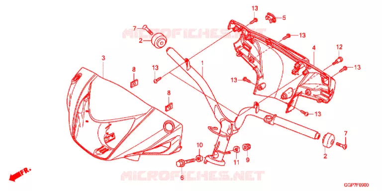 GUIDON - CARENAGE (NSC50/MPD/WH) Honda SCOOTER 50 VISION 2014  NSC50E