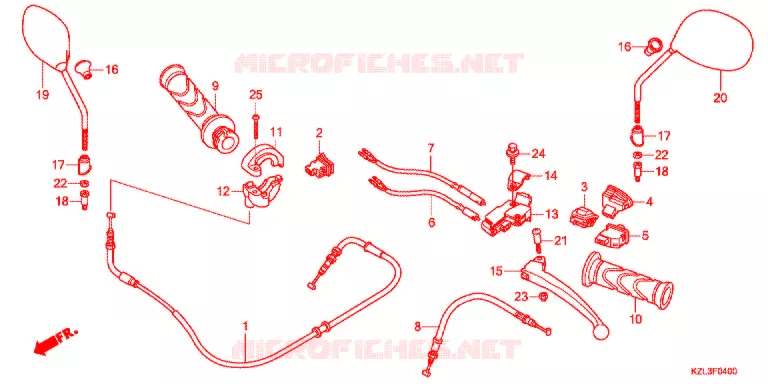 LEVIER DE GUIDON - CABLE - COMMODO Honda SCOOTER 110 VISION 2014  NSC110MPDE