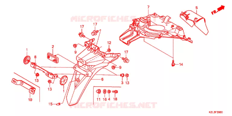 GARDE-BOUE ARRIERE Honda SCOOTER 110 VISION 2014  NSC110MPDE