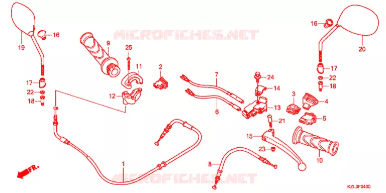 LEVIER DE GUIDON - CABLE - COMMODO Honda SCOOTER 110 VISION 2016  NSC110MPDE