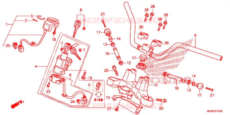 GUIDON - TE DE FOURCHE Honda MOTO 700 INTEGRA 2013  NC700DD