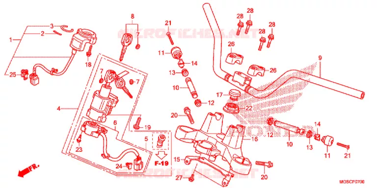 GUIDON - TE DE FOURCHE Honda MOTO 700 INTEGRA 2013  NC700DD