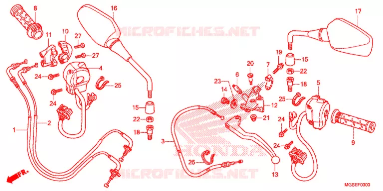 LEVIER DE GUIDON - CABLE - COMMODO (NC700S/SA) Honda MOTO 700 NC 2013  NC700SAD