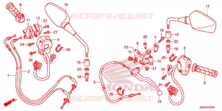 LEVIER DE GUIDON - CABLE - COMMODO (NC700S/SA) Honda MOTO 700 NC 2013  NC700SAD