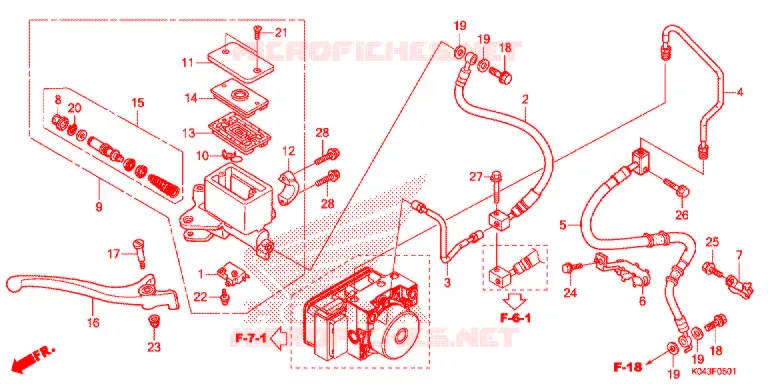 MAITRE CYLINDRE DE FREIN AVANT (NSS300A) Honda SCOOTER 300 FORZA 2015  NSS300AD
