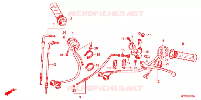 LEVIER DE GUIDON - CABLE - COMMODO Honda MOTO 700 DEAUVILLE 2011  NT700VB