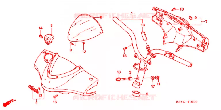 GUIDON - CARENAGE (1) Honda SCOOTER 125 ELITE 2007  SC1253SH5