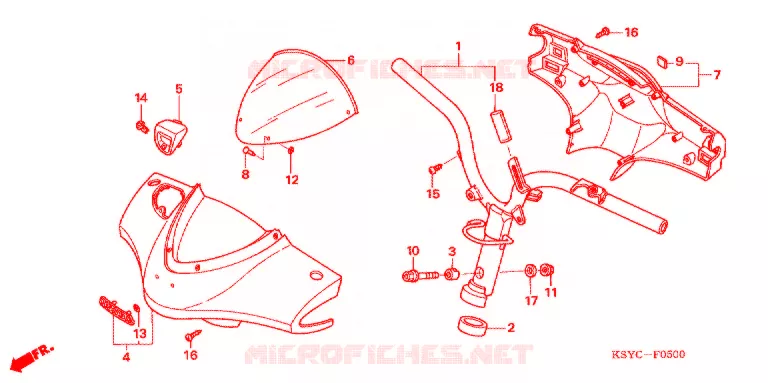 GUIDON - CARENAGE (1) Honda SCOOTER 125 ELITE 2005  SC1254SH5