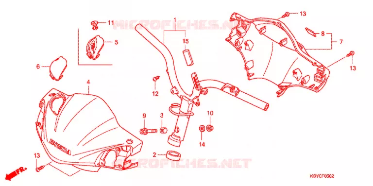 GUIDON - CARENAGE (3) Honda SCOOTER 125 ELITE 2008  SC125SH8