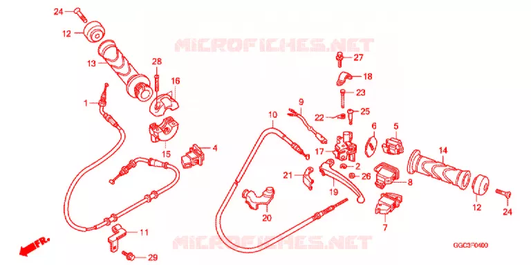 LEVIER DE GUIDON - CABLE - COMMODO (FREIN A DISQUE AVANT) Honda SCOOTER 110 SPACY 2012  SCR1104WHC