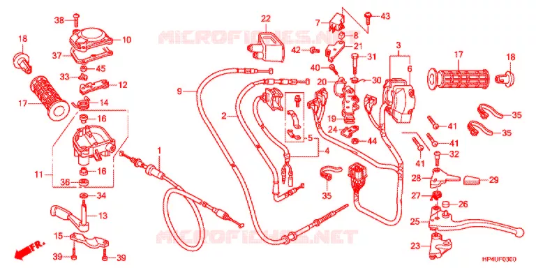 LEVIER DE GUIDON - CABLE - COMMODO Honda ATV 420 FOURTRAX 2011  TRX420FMB