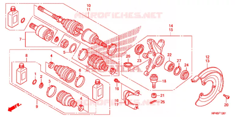 ARBRE DE ROUE AVANT (4WD) Honda ATV 420 FOURTRAX 2011  TRX420FPMB
