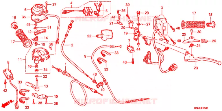 LEVIER DE GUIDON - CABLE - COMMODO Honda ATV 500 FOURTRAX 2013  TRX500FPAD