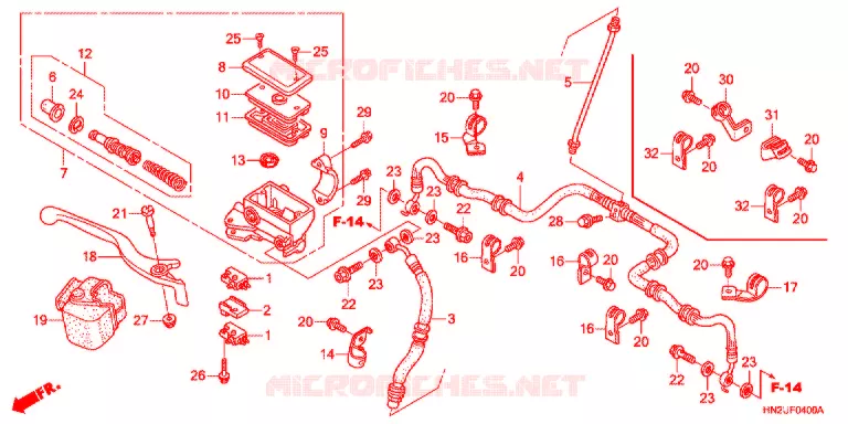 MAITRE CYLINDRE DE FREIN AVANT Honda ATV 500 FOURTRAX 2013  TRX500FPAD