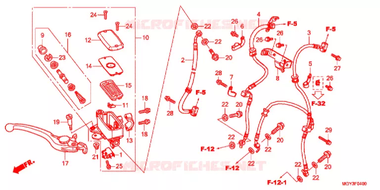 MAITRE CYLINDRE DE FREIN AVANT Honda MOTO 800 CROSSRUNNER 2013  VFR800XD