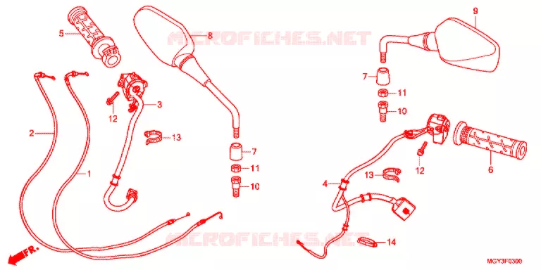 COMMODO - LEVIER - CABLE Honda MOTO 800 CROSSRUNNER 2014  VFR800XD
