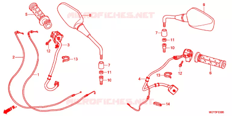 COMMODO - LEVIER - CABLE Honda MOTO 800 CROSSRUNNER 2014  VFR800XD