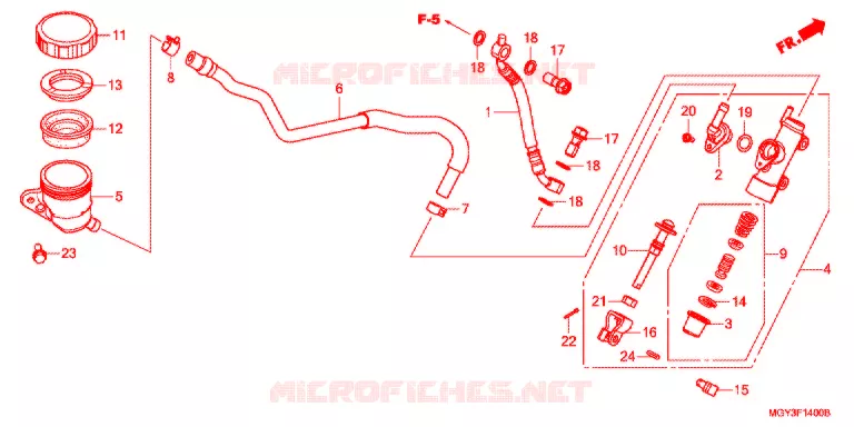 MAITRE-CYLINDRE DE FREIN ARRIERE Honda MOTO 800 CROSSRUNNER 2013  VFR800XD