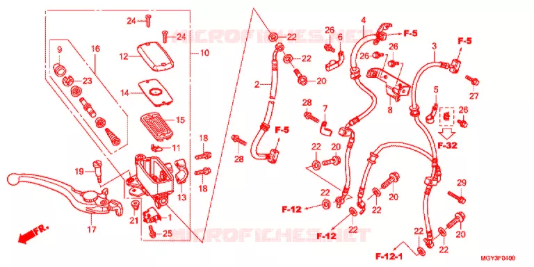 MAITRE CYLINDRE DE FREIN AVANT Honda MOTO 800 CROSSRUNNER 2014  VFR800XD