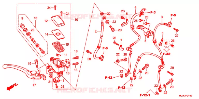MAITRE CYLINDRE DE FREIN AVANT Honda MOTO 800 CROSSRUNNER 2013  VFR800XD