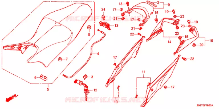 SELLE - CARENAGE ARRIERE Honda MOTO 800 CROSSRUNNER 2013  VFR800XD