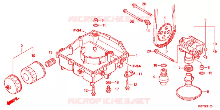 CARTER - POMPE - FILTRE A HUILE Honda MOTO 800 CROSSRUNNER 2013  VFR800XD