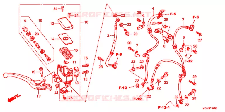 MAITRE CYLINDRE DE FREIN AVANT Honda MOTO 800 CROSSRUNNER 2013  VFR800XD