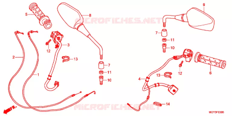 COMMODO - LEVIER - CABLE Honda MOTO 800 CROSSRUNNER 2013  VFR800XD