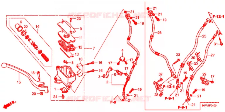 MAITRE CYLINDRE DE FREIN AVANT Honda MOTO 1300 VT 2010  VT1300CXA