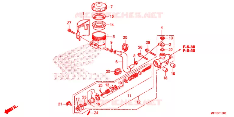 MAITRE CYLINDRE DE FREIN ARRIERE Honda MOTO 1300 VT 2013  VT1300CRD