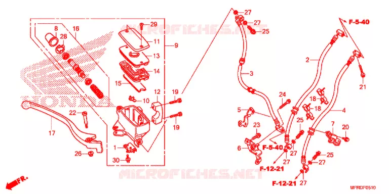 MAITRE CYLINDRE DE FREIN AVANT (VT1300CXA) Honda MOTO 1300 VT 2013  VT1300CXAD