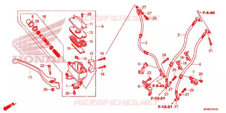MAITRE CYLINDRE DE FREIN AVANT (VT1300CXA) Honda MOTO 1300 VT 2013  VT1300CXAD