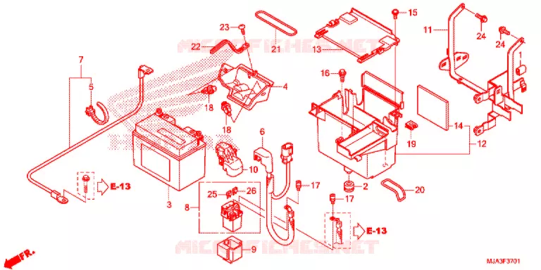 BATTERIE (VT750C2S/CS) Honda MOTO 750 SHADOW 2013  VT750C2SD