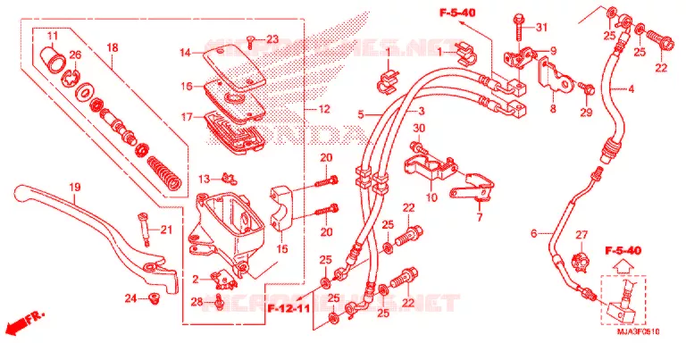 MAITRE CYLINDRE DE FREIN AVANT (VT750C2S) Honda MOTO 750 SHADOW 2013  VT750C2SD