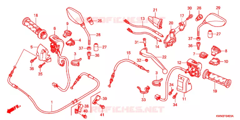 LEVIER DE GUIDON - CABLE - COMMODO Honda SCOOTER 125 PCX 2013  WW125D
