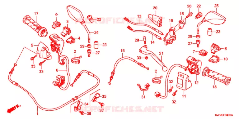 LEVIER DE GUIDON - CABLE - COMMODO Honda SCOOTER 125 PCX 2010  WW125SB