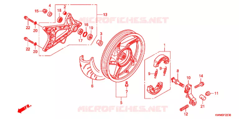 ROUE ARRIERE - BRAS OSCILLANT Honda SCOOTER 125 PCX 2013  WW125SD