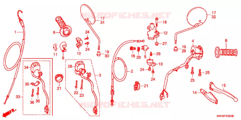 LEVIER DE GUIDON - CABLE - COMMODO Honda MOTO 125 XR 2010  XR125LA