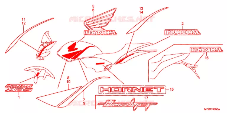AUTOCOLLANTS Honda MOTO 600 HORNET 2010  CB600FA3A