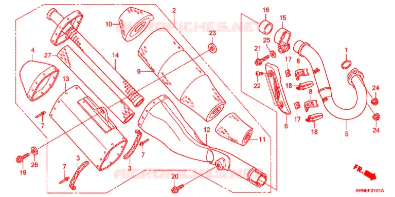 SILENCIEUX D'ECHAPPEMENT (CRF250RB/C/D) Honda MOTO 250 CRF 2011  CRF250RB