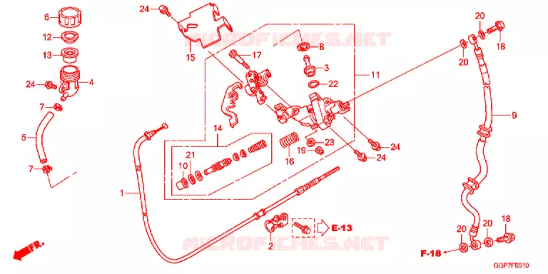MAITRE-CYLINDRE DE FREIN (CBS) Honda SCOOTER 50 VISION 2013  NSC502WHD
